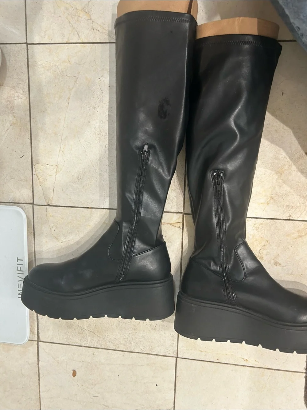 Steve Madden Black-Knee Platform Boots
